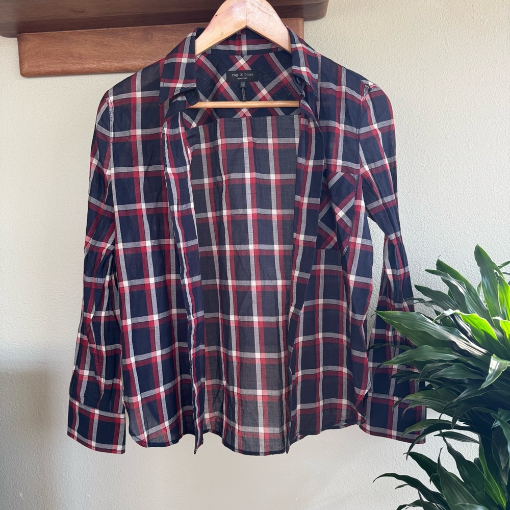 [sold] rag & bone plaid shirt western lightweight cotton button-up 90s xs